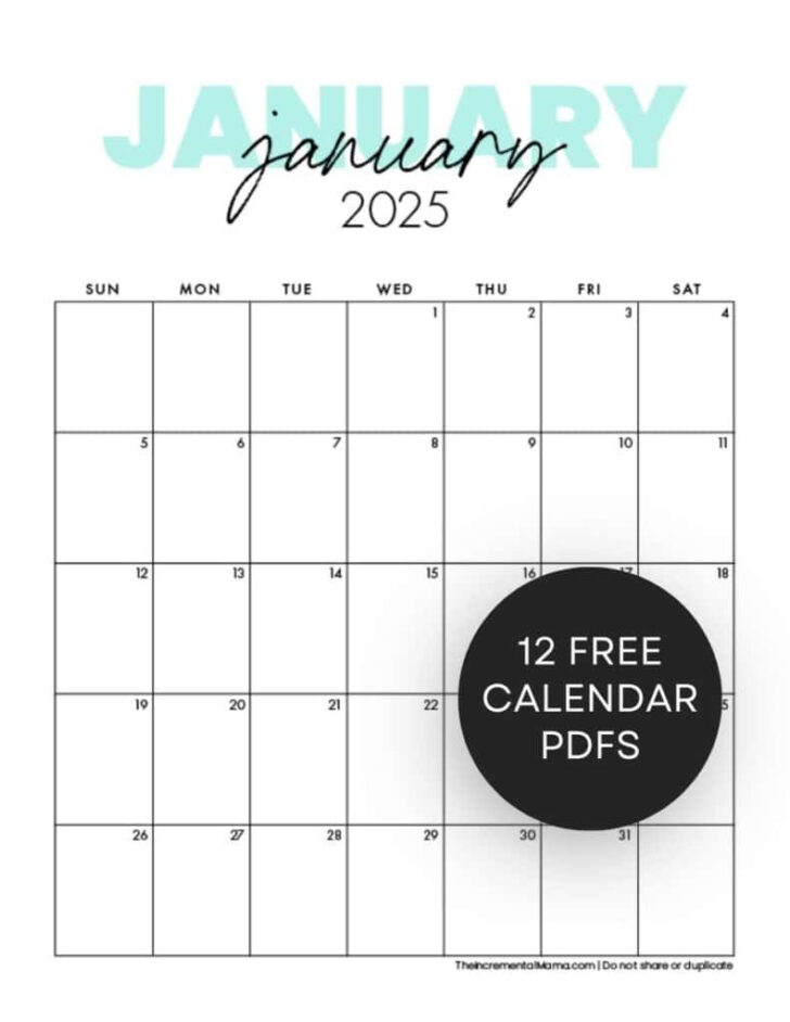 2025 Monthly Calendar Printable Cute | Calendars 2025