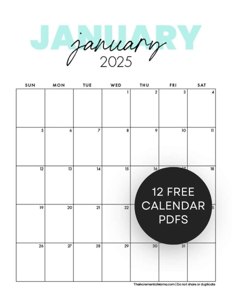 Cute 2025 Monthly Calendar Free Printable pertaining to Calendars 2025 | CalendarCrazePrint.Com