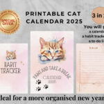 Cute Cat Calendar 2025, Cats Monthly Calendar, Adorable Printable Within Free Printable Cat Calendar 2025  | CalendarCrazePrint.Com