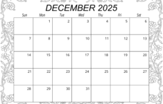 December 2025 Calendar (Free Printable) – Diy Projects, Patterns for December 2025 Free Printable Calendar  | CalendarCrazePrint.Com