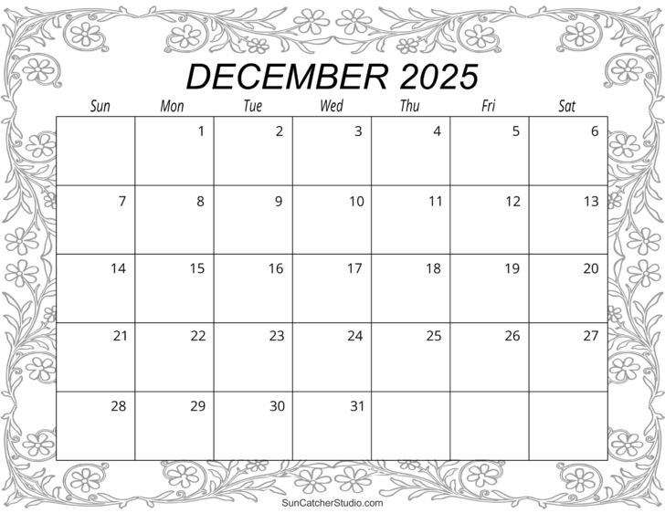 December 2025 Free Printable Calendar | Calendars 2025