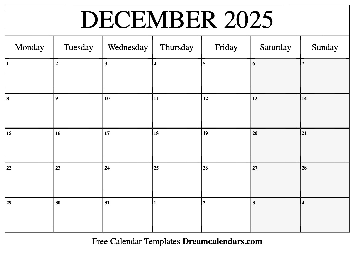 December 2025 Calendar - Free Printable With Holidays And Observances in Calendars 2025 | CalendarCrazePrint.Com