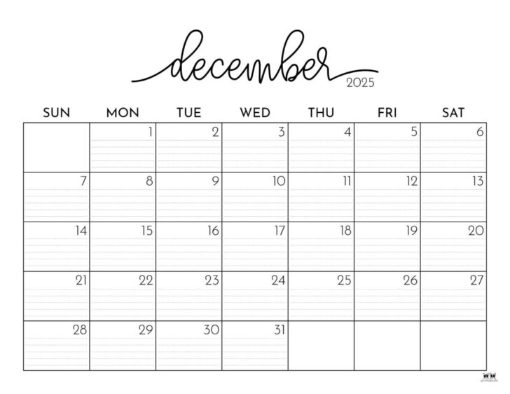 December Calendar 2025 Printable | Calendars 2025