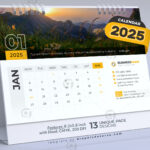 Desk Calendar 2025 Template Design Vol.01 (Adobe Illustrator Intended For Desk Calendar 2025 Printable  | CalendarCrazePrint.Com