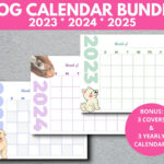 Dog Calendar Bundle 2023 2024 2025, Printable Blank Monthly With Regard To Free Printable Dog Calendar 2025 | CalendarCrazePrint.Com