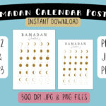 Druckbares Ramadan 2025 Kalender Islamisches Wandposter A2 / A3 Within Printable Ramadan Calendar 2025 | CalendarCrazePrint.Com