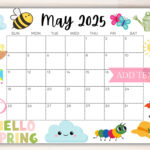 Editable May 2025 Calendar, Printable Calendar 2025, Cute Spring Regarding May 2025 Weekly Calendar Printable | CalendarCrazePrint.Com