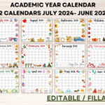 Editable School Calendar 2024 2025 From July To June Printable Inside July 2024 June 2025 Calendar Printable | CalendarCrazePrint.Com