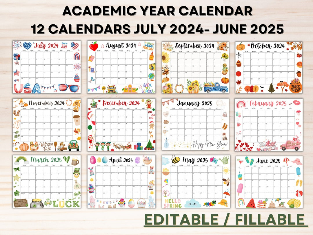 Editable School Calendar 2024-2025 From July To June Printable inside July 2024-June 2025 Calendar Printable | CalendarCrazePrint.Com