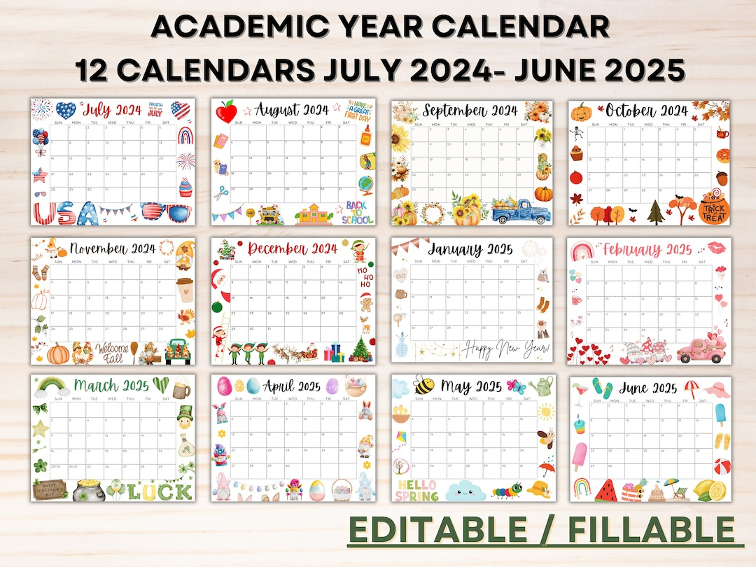 Editable School Calendar 2024-2025 From July To June Printable within Printable Calendar July 2024-June 2025 | CalendarCrazePrint.Com