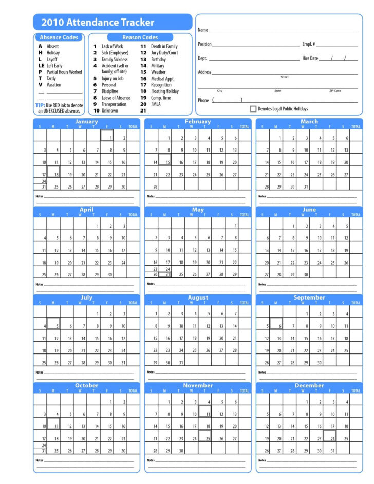 Free Printable 2025 Employee Attendance Calendar Free Download | Calendars 2025