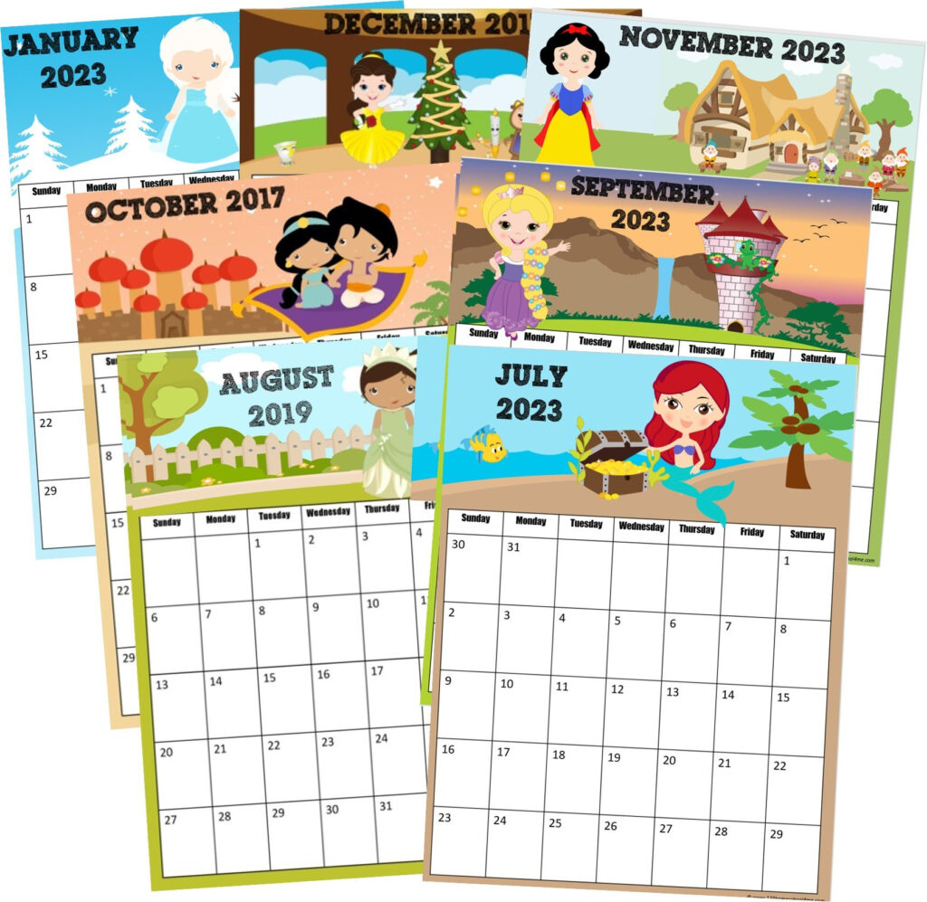 👑 Free Printable Disney Princess Calendar 2024 Intended For  Calendars 2025 | CalendarCrazePrint.Com