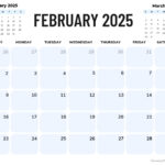 February 2025 Calendar (52 Free Pdf Printables) In February And March 2025 Calendar Printable  | CalendarCrazePrint.Com