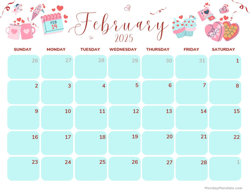 February 2025 Calendar (52 Free Pdf Printables) With Regard To  Calendars 2025 | CalendarCrazePrint.Com