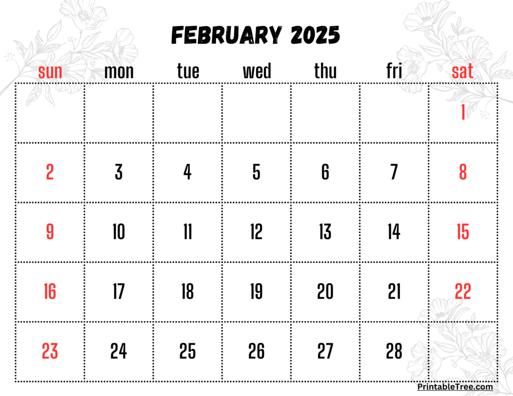 February 2025 Calendar Printable Pdf Template With Holidays In Free Printable February 2025 Calendar With Holidays | CalendarCrazePrint.Com