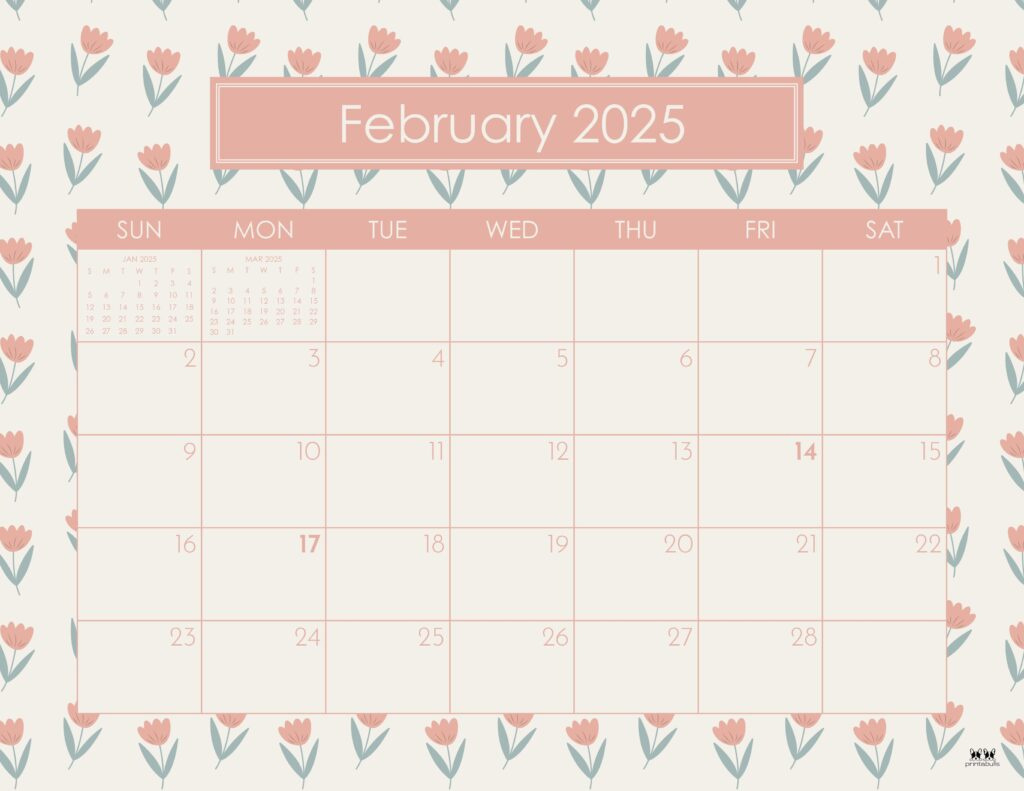 February 2025 Calendars - 107 Free Printables | Printabulls in February 2025 Calendar Printable with Lines | CalendarCrazePrint.Com