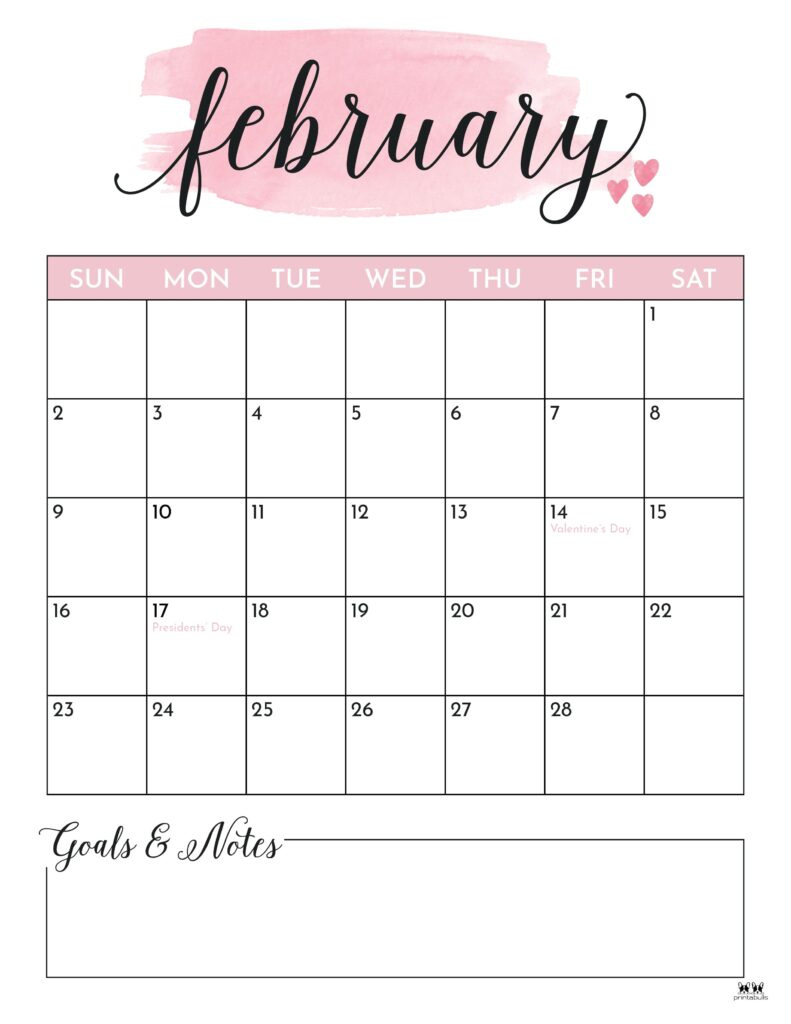 February 2025 Calendars - 107 Free Printables | Printabulls intended for Calendars 2025 | CalendarCrazePrint.Com