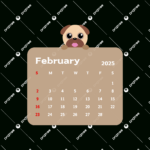 February 2025 Monthly Calendar With Cartoon Dog Vector, Calendar Intended For  Calendars 2025 | CalendarCrazePrint.Com