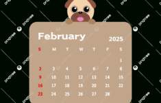 February 2025 Monthly Calendar With Cartoon Dog Vector, Calendar intended for  Calendars 2025 | CalendarCrazePrint.Com