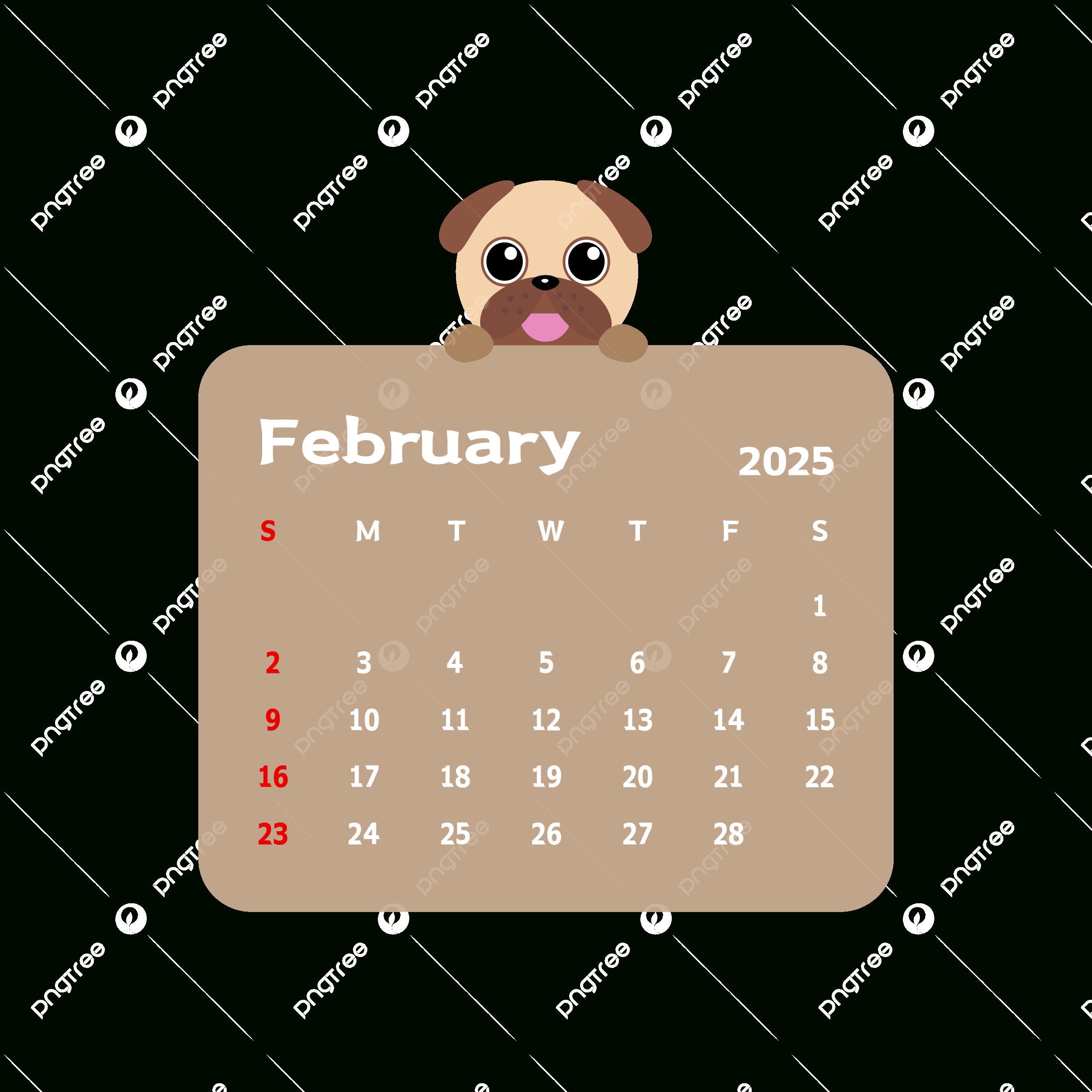 February 2025 Monthly Calendar With Cartoon Dog Vector, Calendar intended for Calendars 2025 | CalendarCrazePrint.Com