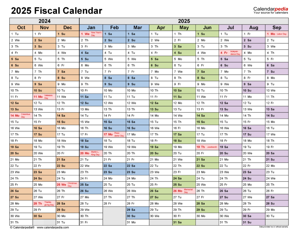 Fiscal Calendars 2025   Free Printable Word Templates Inside  Calendars 2025 | CalendarCrazePrint.Com