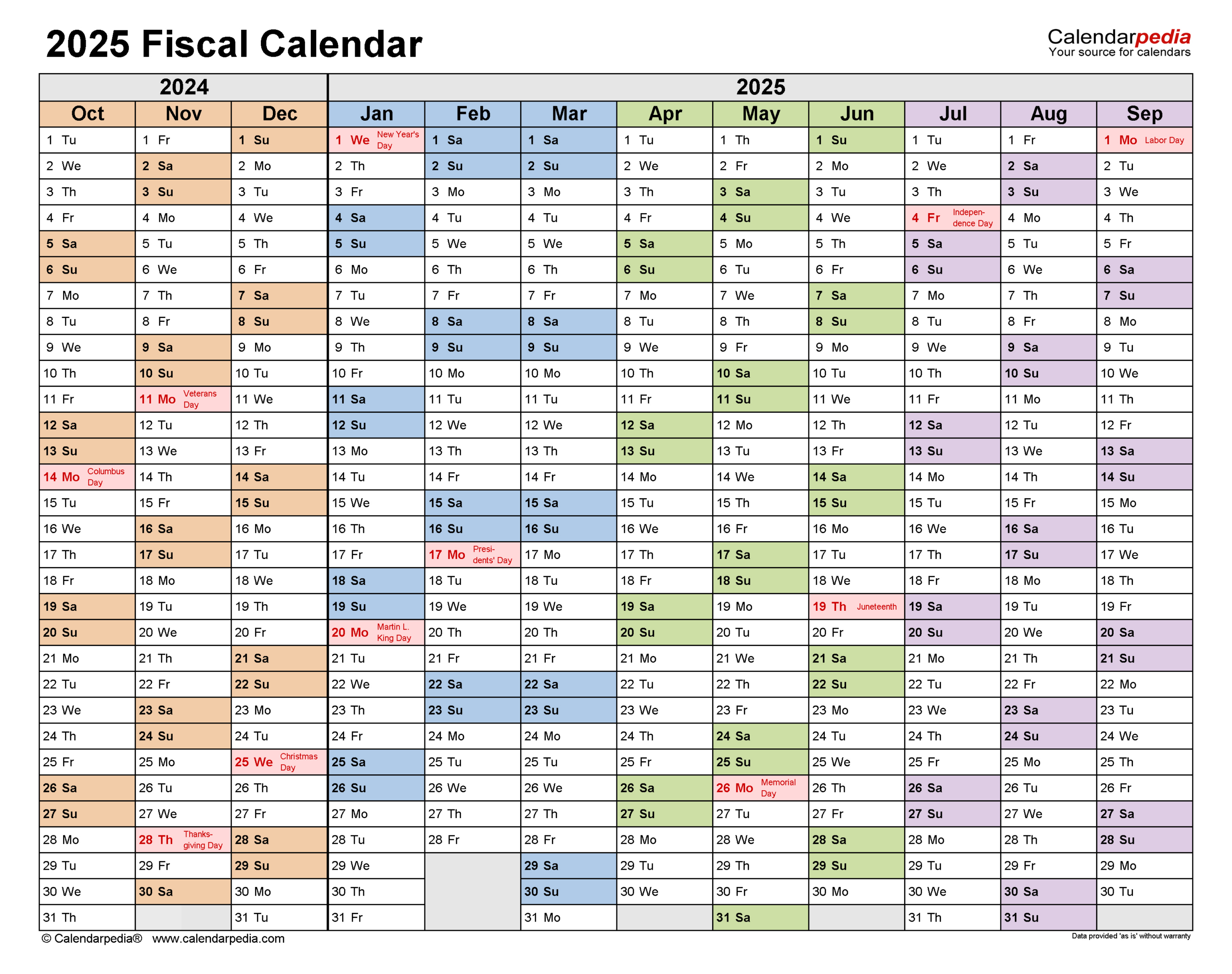 Fiscal Calendars 2025 - Free Printable Word Templates inside Calendars 2025 | CalendarCrazePrint.Com