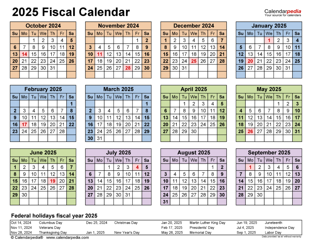 Fiscal Calendars 2025   Free Printable Word Templates Regarding 2025 Fiscal Calendar Printable | CalendarCrazePrint.Com