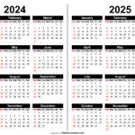 Free 2024 And 2025 Calendar Printable In  Calendars 2025 | CalendarCrazePrint.Com