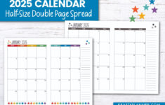 Free 2025 Calendar: Half-Size Landscape — Krafty Planner pertaining to  Calendars 2025 | CalendarCrazePrint.Com