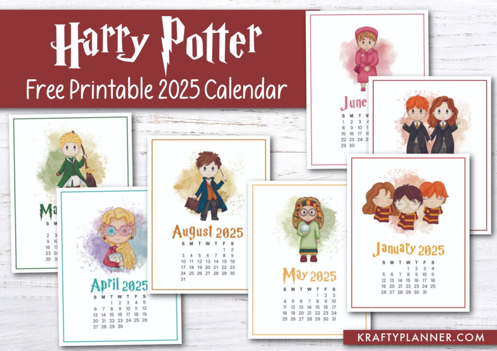 Free 2025 Harry Potter Wall Calendar — Krafty Planner Inside Hp Printable Calendar 2025  | CalendarCrazePrint.Com