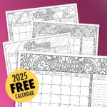 Free 2025 Printable Coloring Calendar  Sarah Renae Clark Pertaining To Free Printable Color Calendar 2025  | CalendarCrazePrint.Com