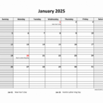 Free Download Printable Calendar 2025, Large Box Grid, Space For Notes For Free Printable Calendar With Lines 2025  | CalendarCrazePrint.Com