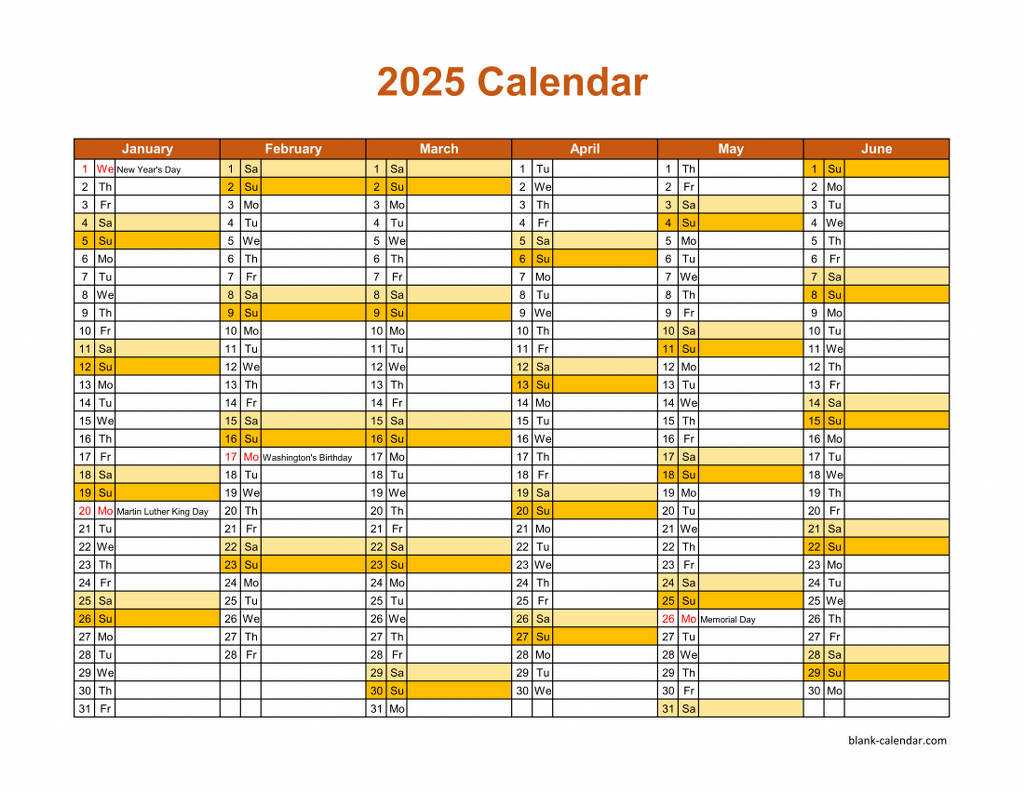 Free Download Printable Calendar 2025, Month In A Column, Half A for Half Page Calendar Printable 2025 | CalendarCrazePrint.Com