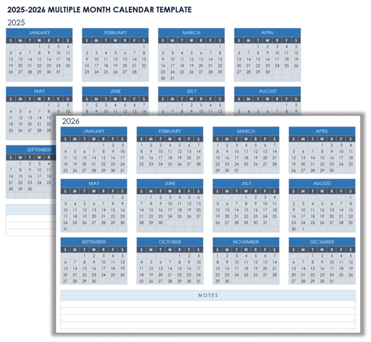 Multi Month Calendar 2025 Printable | Calendars 2025