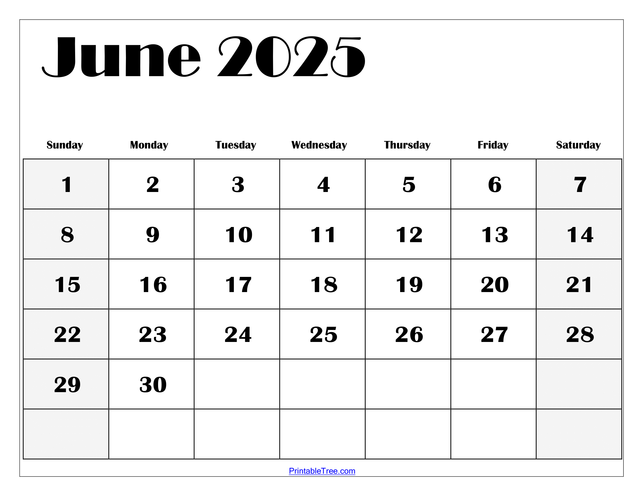 Free June 2025 Calendar Printable Pdf Template With Holidays in Calendars 2025 | CalendarCrazePrint.Com