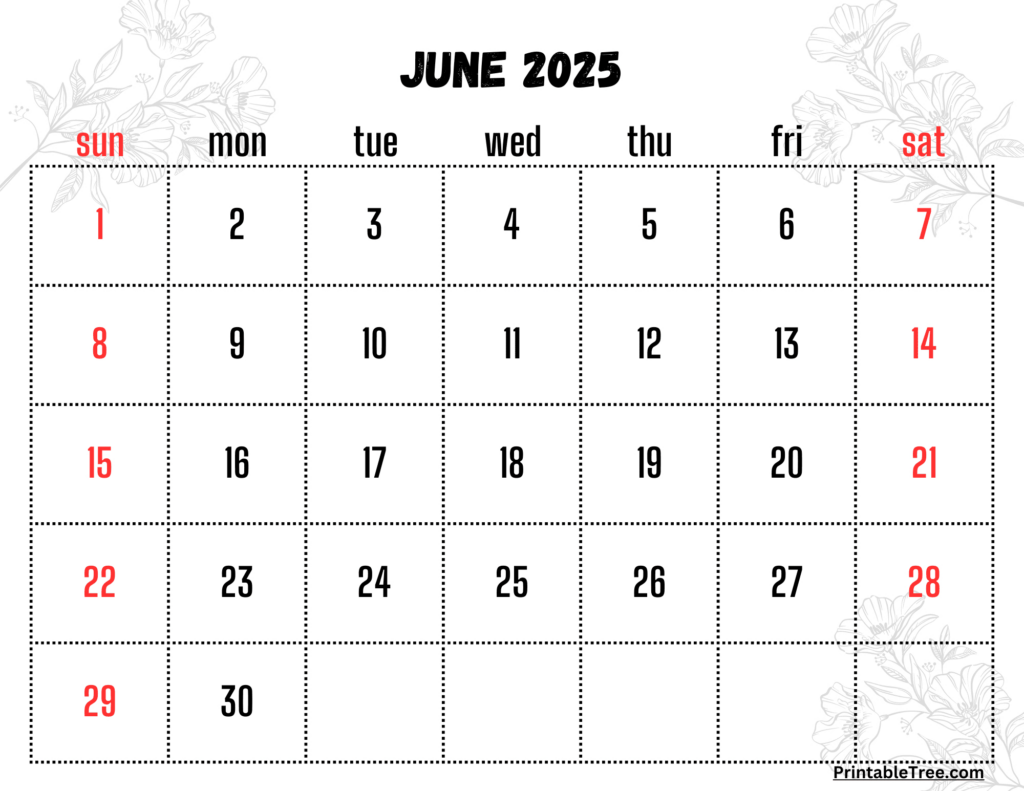 Free June 2025 Calendar Printable Pdf Template With Holidays In June 2025 Printable Calendar With Holidays  | CalendarCrazePrint.Com