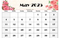 Free May 2025 Calendar Printable Pdf Template With Holidays in  Calendars 2025 | CalendarCrazePrint.Com