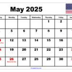 Free May 2025 Calendar Printable Pdf Template With Holidays Regarding  Calendars 2025 | CalendarCrazePrint.Com