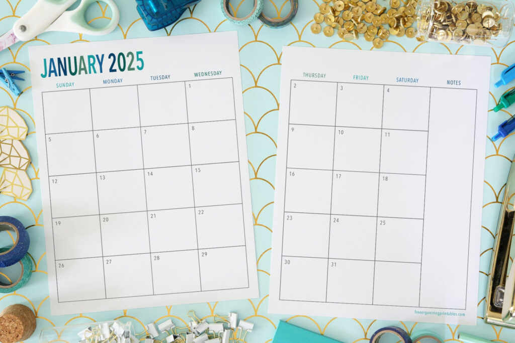 Free Printable 2 Page Blank Monthly Calendar 2025 For Free Printable 2 Page Monthly Calendar 2025 | CalendarCrazePrint.Com