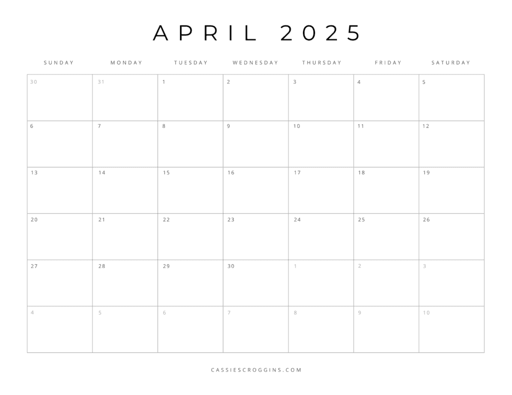 Free Printable 2025 Blank Calendar Templates (All 12 Months) in Calendars 2025 | CalendarCrazePrint.Com