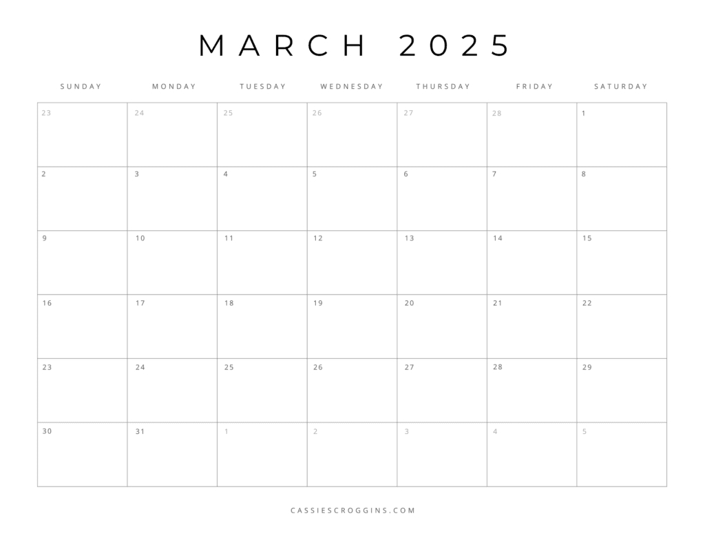 Free Printable 2025 Blank Calendar Templates (All 12 Months) with regard to Blank March 2025 Calendar Printable | CalendarCrazePrint.Com