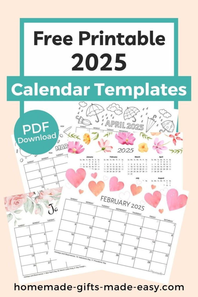 Free Printable 2025 Calendar Year | Homemade Gifts Made Easy In 2025 Printable Calendar Homemade Gifts Made Easy  | CalendarCrazePrint.Com