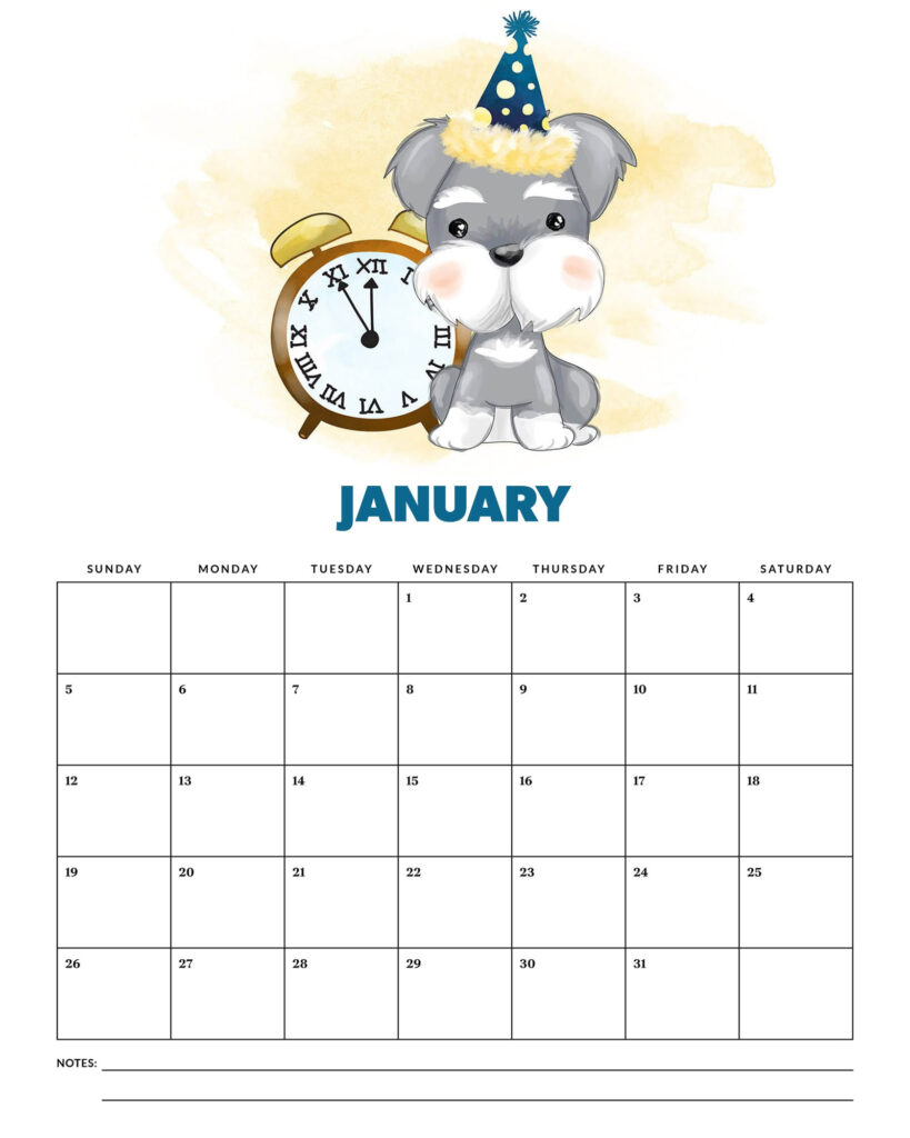 Free Printable 2025 Cute Dog Calendar   The Cottage Market Throughout  Calendars 2025 | CalendarCrazePrint.Com