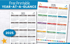 Free Printable 2025 Year-At-A-Glance — Krafty Planner with Printable Calendar 2025 Free Printable  | CalendarCrazePrint.Com