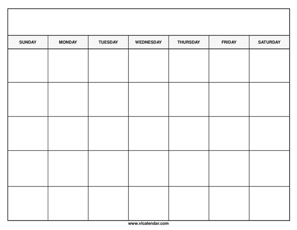 Free Printable Blank Calendar Template Within Free Printable Blank Calendar Template 2025  | CalendarCrazePrint.Com