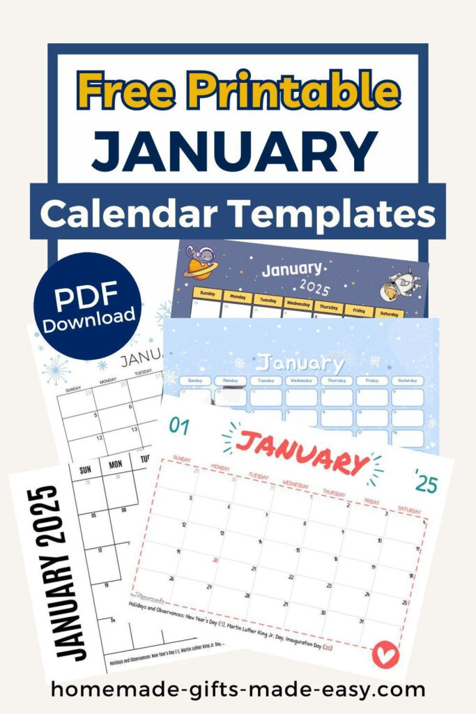 Free Printable Calendar January 2025 | Homemade Gifts Made Easy For 2025 Printable Calendar Homemade Gifts Made Easy  | CalendarCrazePrint.Com