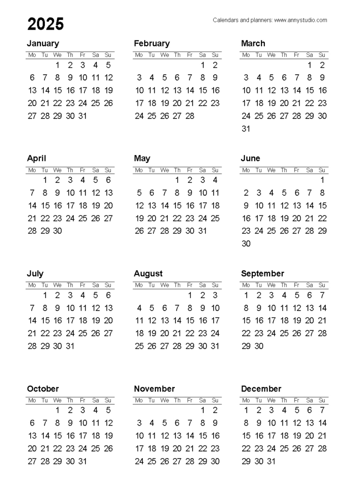 Free Printable Calendars And Planners 2025, 2026 And 2027 Inside  Calendars 2025 | CalendarCrazePrint.Com