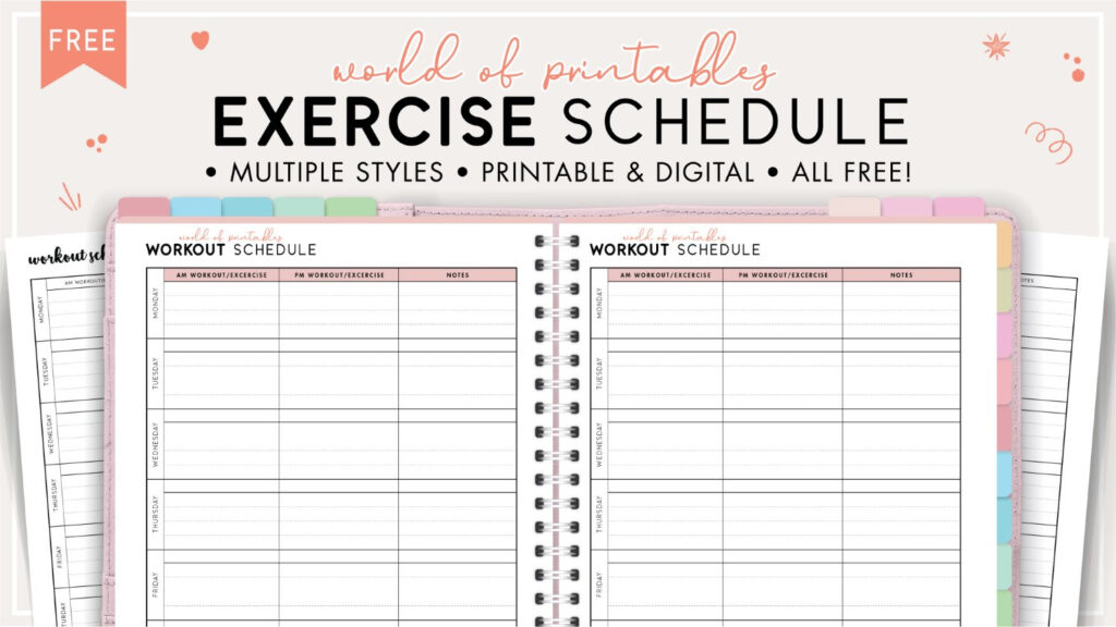 Free Printable Exercise Schedule Template   World Of Printables For  Calendars 2025 | CalendarCrazePrint.Com