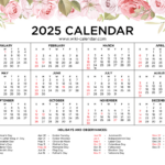 Free Printable Floral Calendar 2025   Wiki Calendar For Floral Printable Calendar 2025 | CalendarCrazePrint.Com