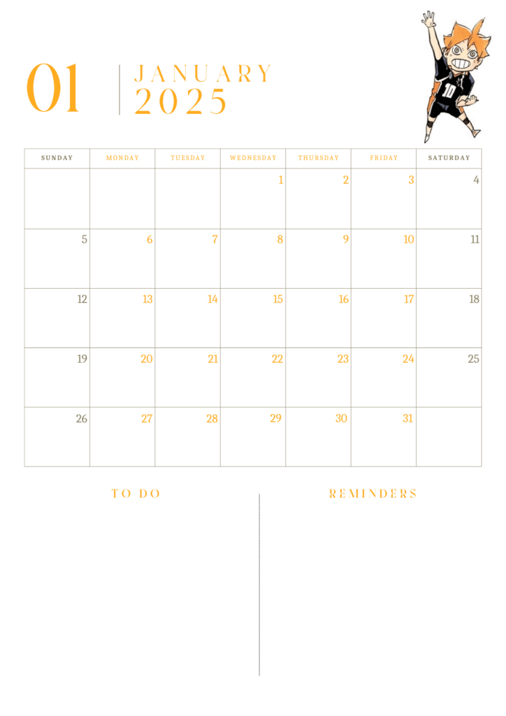 Haikyuu/Anime Planner Template 2025Melpys   Raket.ph With Regard To Anime Calendar 2025 Printable | CalendarCrazePrint.Com